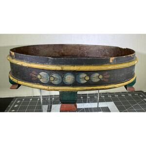 Vintage Wood Footed Trivet Bar Tray Oval Plateau Display Vanity